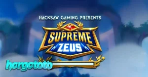 Tampilan visual slot Supreme Zeus dengan latar belakang Olympus dan simbol-simbol mitologi Yunani